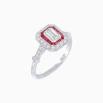 Load image into Gallery viewer, Art Deco Inspired Emerald - Cut Halo Mounting Ring - Shahin Jewelry

