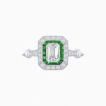 Load image into Gallery viewer, Art Deco Inspired Emerald - Cut Halo Mounting Ring - Shahin Jewelry
