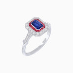 Load image into Gallery viewer, Art Deco Inspired Emerald - Cut Halo Mounting Ring - Shahin Jewelry
