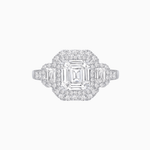 Load image into Gallery viewer, Art Deco Inspired Emerald Cut Halo Ring with Baguette Diamonds - Shahin Jewelry
