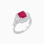 Load image into Gallery viewer, Art Deco Inspired Emerald Cut Halo Ring with Baguette Diamonds - Shahin Jewelry