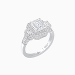 Load image into Gallery viewer, Art Deco Inspired Emerald Cut Halo Ring with Baguette Diamonds - Shahin Jewelry