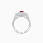 Load image into Gallery viewer, Art Deco Inspired Emerald Cut Halo Ring with Baguette Diamonds - Shahin Jewelry