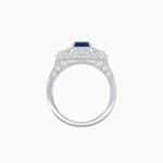 Load image into Gallery viewer, Art Deco Inspired Emerald Cut Halo Ring with Baguette Diamonds - Shahin Jewelry