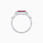 Load image into Gallery viewer, Art Deco Inspired Emerald Cut Halo Ring with Calibré Gems - Shahin Jewelry