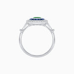 Load image into Gallery viewer, Art Deco Inspired Emerald Cut Halo Ring with Calibré Gems - Shahin Jewelry