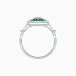 Load image into Gallery viewer, Art Deco Inspired Emerald Cut Halo Ring with Calibré Gems - Shahin Jewelry