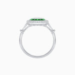 Load image into Gallery viewer, Art Deco Inspired Emerald Cut Halo Ring with Calibré Gems - Shahin Jewelry