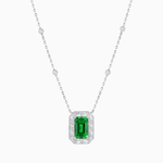 Load image into Gallery viewer, Art Deco Inspired Emerald Cut Necklace with Baguette Diamond Halo - Shahin Jewelry