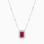 Load image into Gallery viewer, Art Deco Inspired Emerald Cut Necklace with Baguette Diamond Halo - Shahin Jewelry