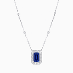 Load image into Gallery viewer, Art Deco Inspired Emerald Cut Necklace with Baguette Diamond Halo - Shahin Jewelry
