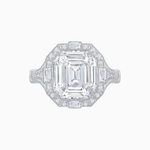 Load image into Gallery viewer, Art Deco Inspired Emerald Cut Octagonal Halo Diamond Ring - Shahin Jewelry