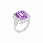 Load image into Gallery viewer, Art Deco Inspired Emerald Cut Ring with Baguette Diamond Halo - Shahin Jewelry