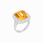Load image into Gallery viewer, Art Deco Inspired Emerald Cut Ring with Baguette Diamond Halo - Shahin Jewelry