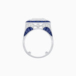Load image into Gallery viewer, Art Deco Inspired Emerald Cut Ring with Calibré Gemstone Halo - Shahin Jewelry