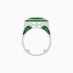 Load image into Gallery viewer, Art Deco Inspired Emerald Cut Ring with Calibré Gemstone Halo - Shahin Jewelry