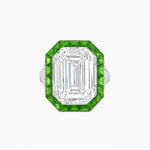 Load image into Gallery viewer, Art Deco Inspired Emerald Cut Ring with Calibré Gemstone Halo - Shahin Jewelry
