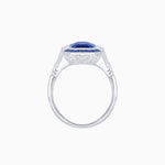 Load image into Gallery viewer, Art Deco Inspired Emerald Cut Ring with Customizable French - Cut Gemstone Accents - Shahin Jewelry
