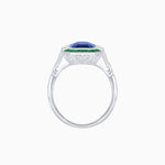 Load image into Gallery viewer, Art Deco Inspired Emerald Cut Ring with Customizable French - Cut Gemstone Accents - Shahin Jewelry

