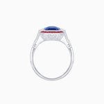 Load image into Gallery viewer, Art Deco Inspired Emerald Cut Ring with Customizable French - Cut Gemstone Accents - Shahin Jewelry
