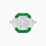 Load image into Gallery viewer, Art Deco Inspired Emerald Cut Ring with Customizable French - Cut Gemstone Accents - Shahin Jewelry
