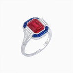 Load image into Gallery viewer, Art Deco Inspired Emerald Cut Ring with Customizable French - Cut Gemstone Accents - Shahin Jewelry
