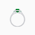 Load image into Gallery viewer, Art Deco Inspired Emerald Cut Ring with Customizable Gemstones and Hand - Engraved Shank - Shahin Jewelry