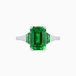 Load image into Gallery viewer, Art Deco Inspired Emerald Cut Ring with Customizable Gemstones and Hand - Engraved Shank - Shahin Jewelry