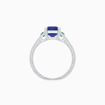 Load image into Gallery viewer, Art Deco Inspired Emerald Cut Ring with Customizable Gemstones and Hand - Engraved Shank - Shahin Jewelry