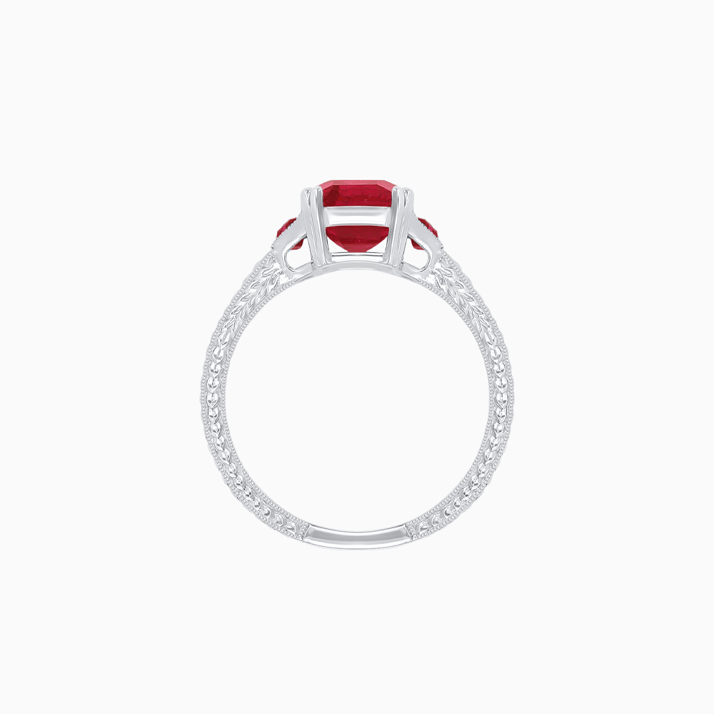 Art Deco Inspired Emerald Cut Ring with Customizable Gemstones and Hand - Engraved Shank - Shahin Jewelry