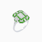 Load image into Gallery viewer, Art Deco Inspired Emerald Cut Ring with Diamonds and Gemstones - Shahin Jewelry
