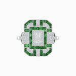 Load image into Gallery viewer, Art Deco Inspired Emerald Cut Ring with Diamonds and Gemstones - Shahin Jewelry
