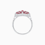 Load image into Gallery viewer, Art Deco Inspired Emerald Cut Ring with Diamonds and Gemstones - Shahin Jewelry