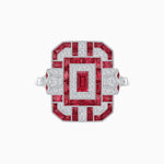 Load image into Gallery viewer, Art Deco Inspired Emerald Cut Ring with Diamonds and Gemstones - Shahin Jewelry