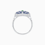 Load image into Gallery viewer, Art Deco Inspired Emerald Cut Ring with Diamonds and Gemstones - Shahin Jewelry