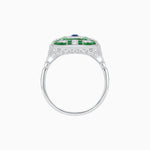 Load image into Gallery viewer, Art Deco Inspired Emerald Cut Ring with Diamonds and Gemstones - Shahin Jewelry