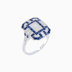 Load image into Gallery viewer, Art Deco Inspired Emerald Cut Ring with Diamonds and Gemstones - Shahin Jewelry
