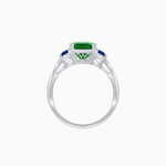 Load image into Gallery viewer, Art Deco Inspired Emerald Cut Three-Stone Ring with Tapered Baguettes - Shahin Jewelry