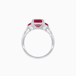 Load image into Gallery viewer, Art Deco Inspired Emerald Cut Three-Stone Ring with Tapered Baguettes - Shahin Jewelry