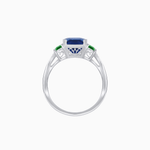 Load image into Gallery viewer, Art Deco Inspired Emerald Cut Three-Stone Ring with Tapered Baguettes - Shahin Jewelry