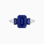 Load image into Gallery viewer, Art Deco Inspired Emerald Cut Three-Stone Ring with Tapered Baguettes - Shahin Jewelry
