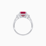 Load image into Gallery viewer, Art Deco Inspired Emerald Cut Three-Stone Ring with Tapered Baguettes - Shahin Jewelry