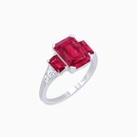 Load image into Gallery viewer, Art Deco Inspired Emerald Cut Three-Stone Ring with Tapered Baguettes - Shahin Jewelry