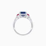 Load image into Gallery viewer, Art Deco Inspired Emerald Cut Three-Stone Ring with Tapered Baguettes - Shahin Jewelry