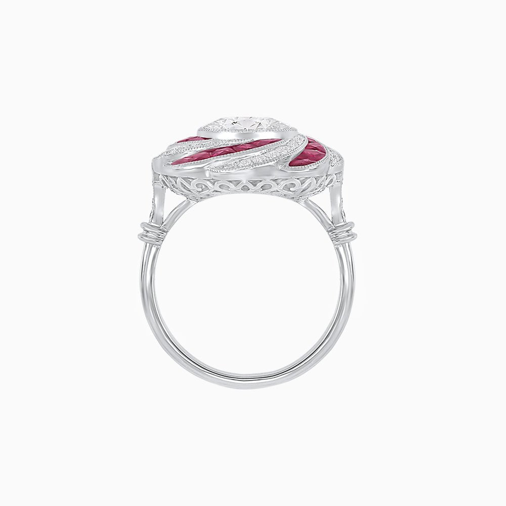 Art Deco-inspired Engagement Ring Swirl Design - Shahin Jewelry