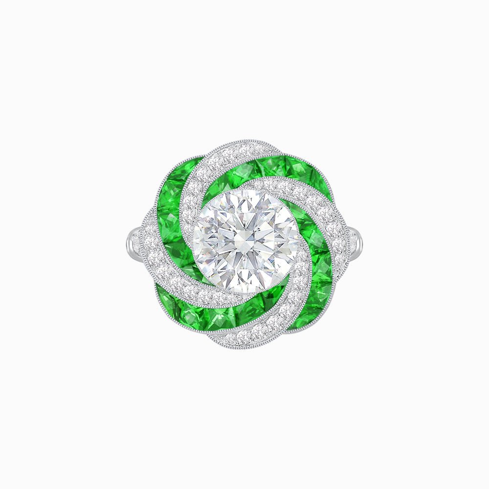 Art Deco - inspired Engagement Ring Swirl Design - Shahin Jewelry