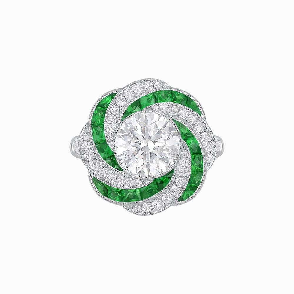 Art Deco-inspired Engagement Ring Swirl Design - Shahin Jewelry