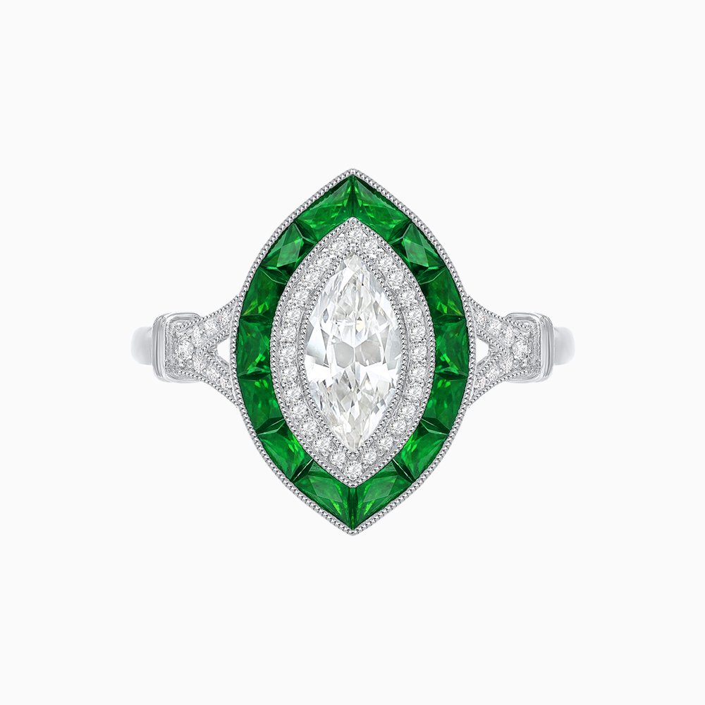 Art Deco Inspired Engagement ring with Diamond - Shahin Jewelry