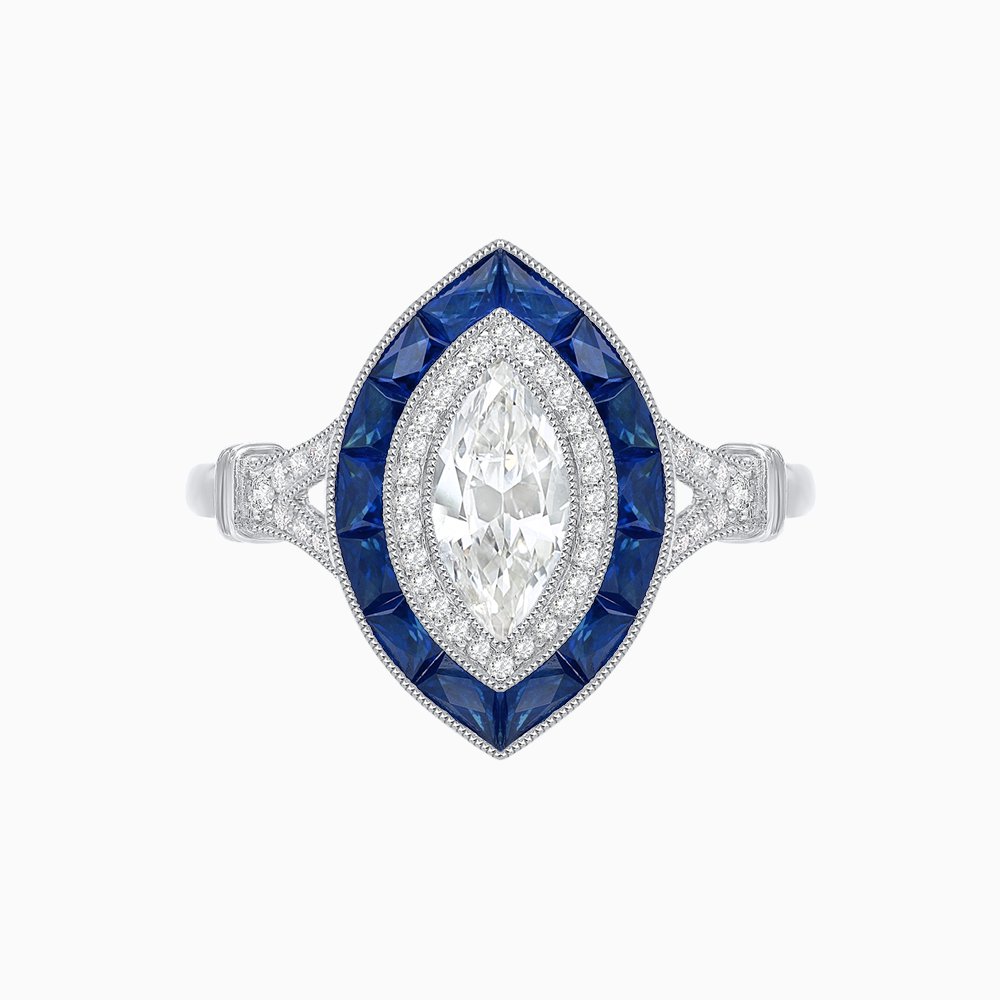 Art Deco Inspired Engagement ring with Diamond - Shahin Jewelry