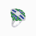 Load image into Gallery viewer, Art Deco - inspired Engagement Ring with Diamond, Gemstone - Shahin Jewelry
